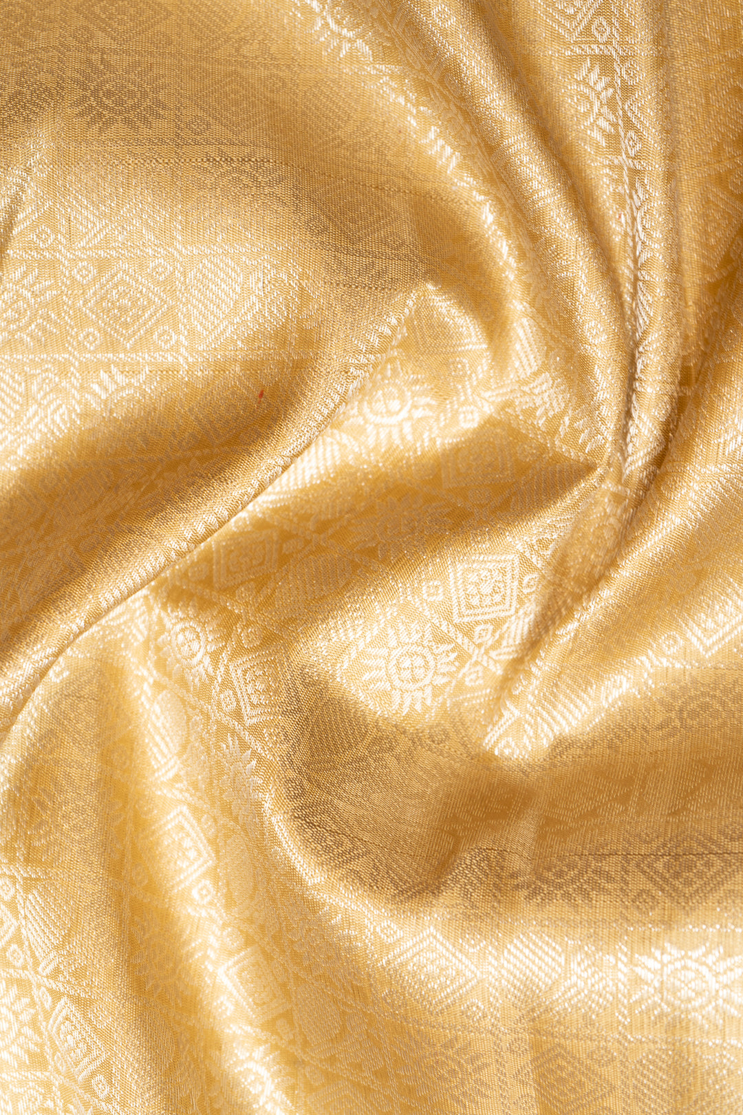 Champagne Gold and Rust Orange Brocade Pure Kanchipuram Silk Saree - Clio Silks
