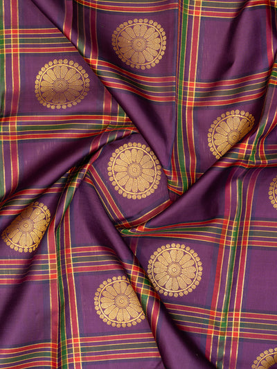 Indigo blue and red pure zari kanjivaram silk saree