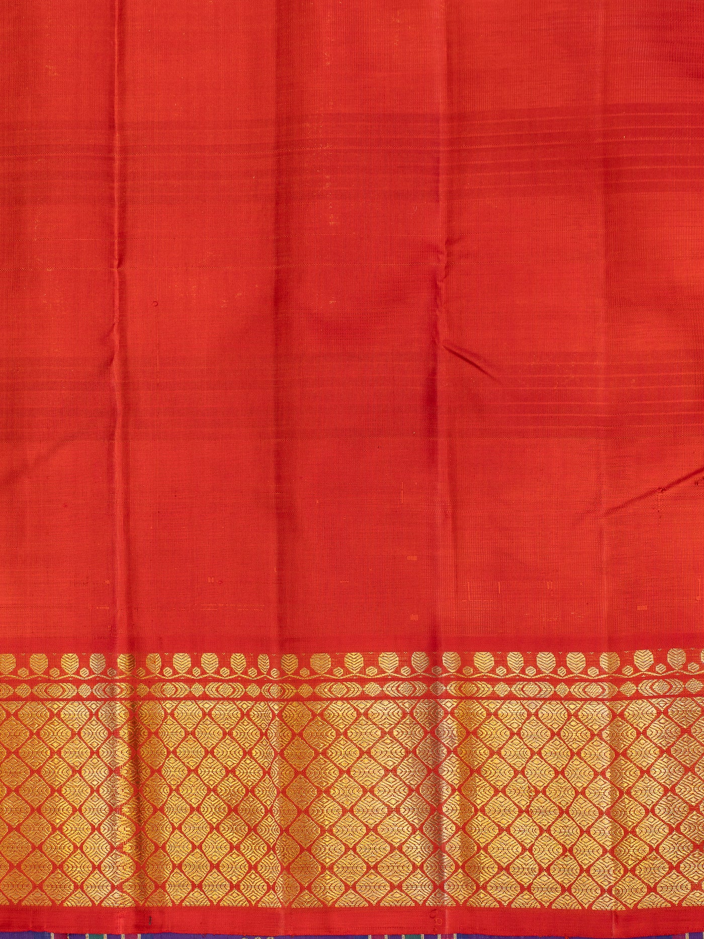 Indigo blue and red pure zari kanjivaram silk saree