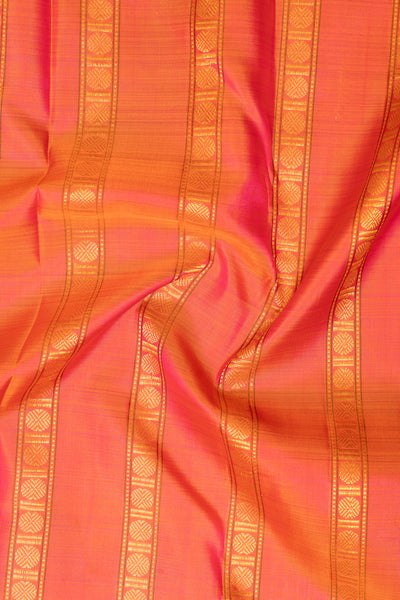 Pearl White and Orange Pure Kanchipuram Silk Saree - Clio Silks