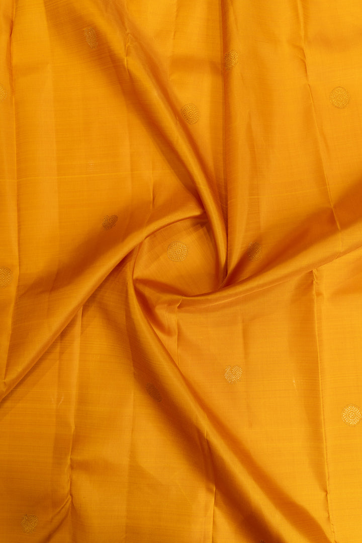 Yellow and magenta traditional pure Kanchipuram silk saree