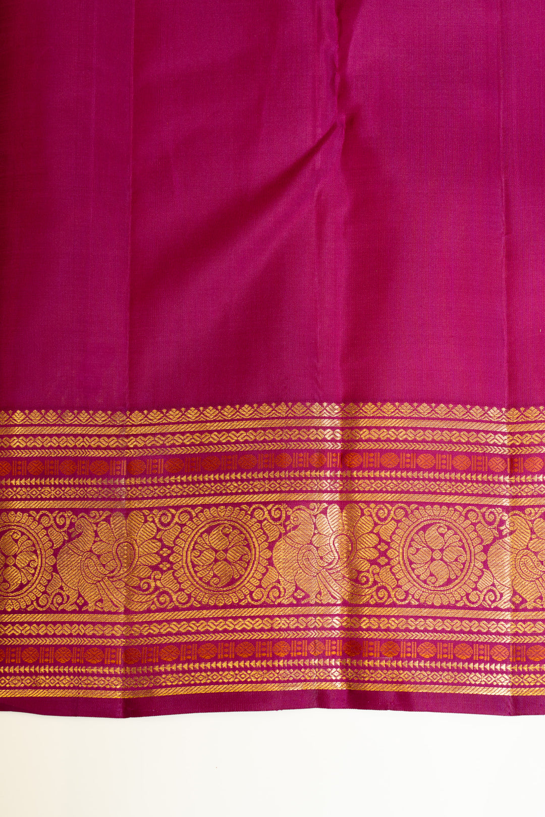 Yellow and magenta traditional pure Kanchipuram silk saree