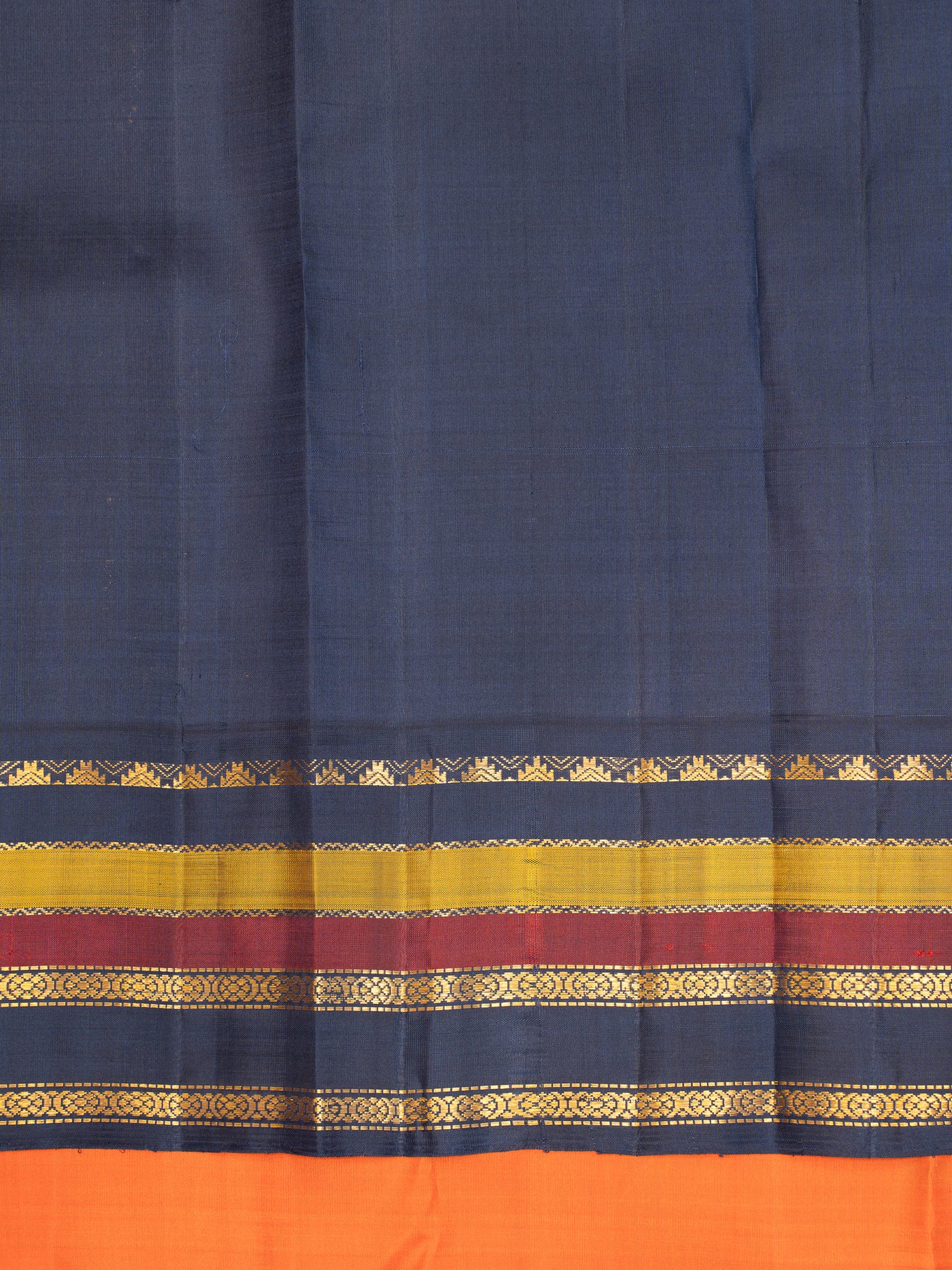 Orange and navy blue korvai kanjivaram silk saree