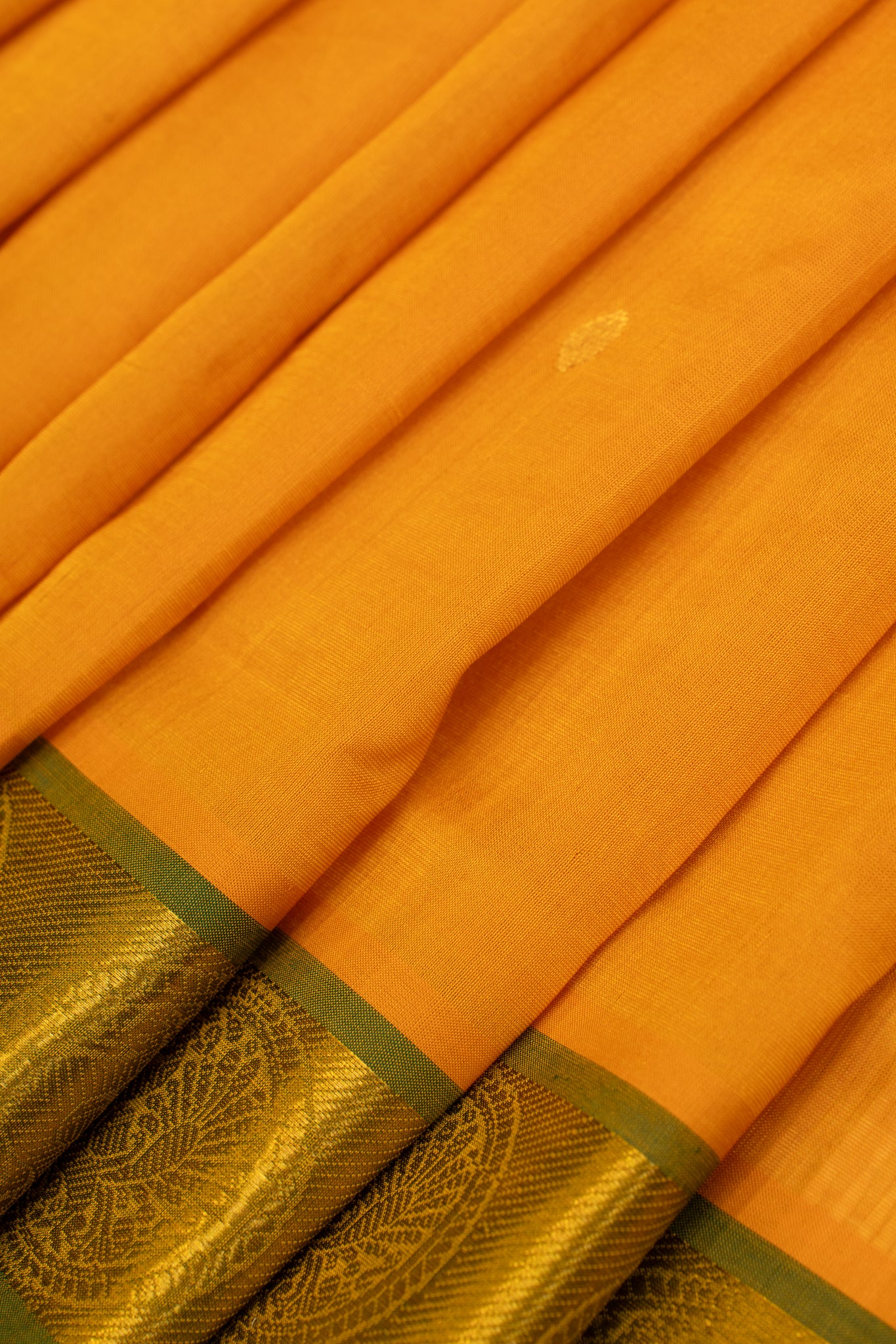 Orange and green pure silk cotton saree