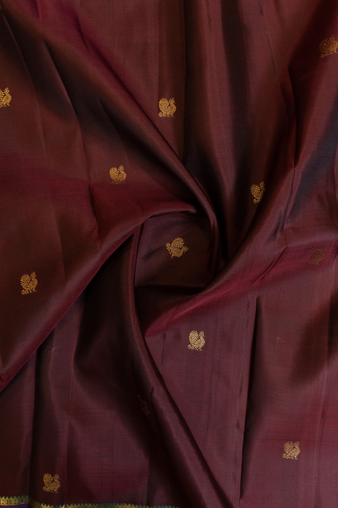 Maroon and purple pure Kanchipuram silk saree
