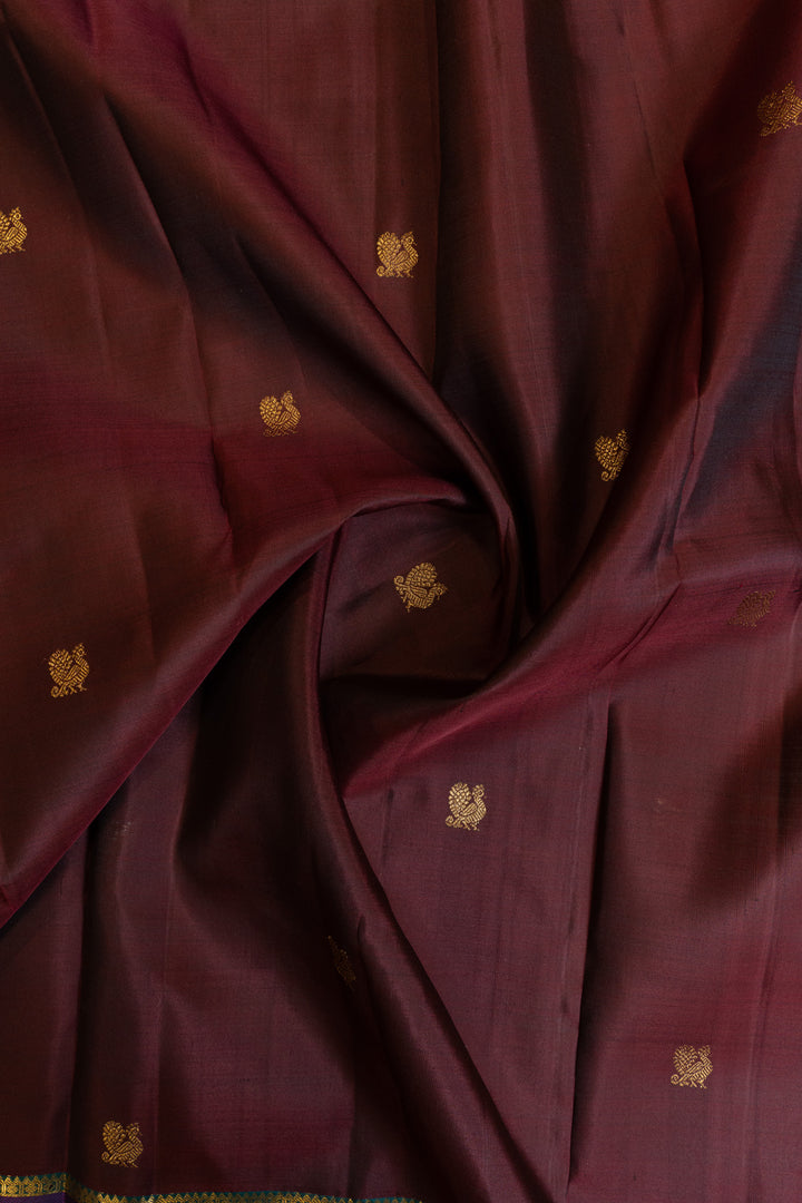 Maroon and purple pure Kanchipuram silk saree