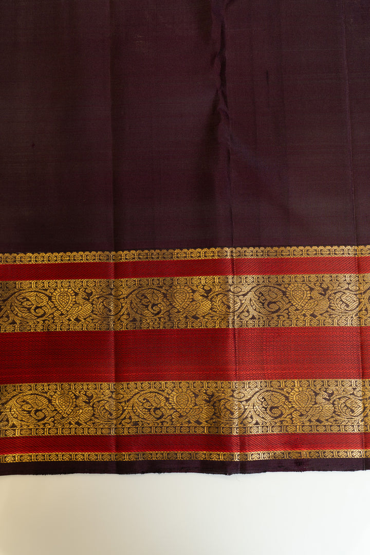 Magenta purple and red pure Kanchipuram silk saree