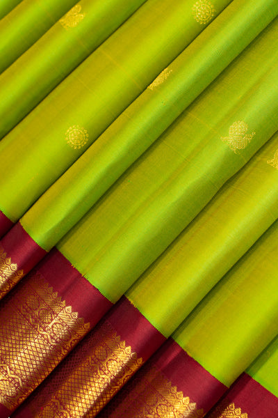 Sampanga green and maroon traditional pure Kanchipuram silk saree