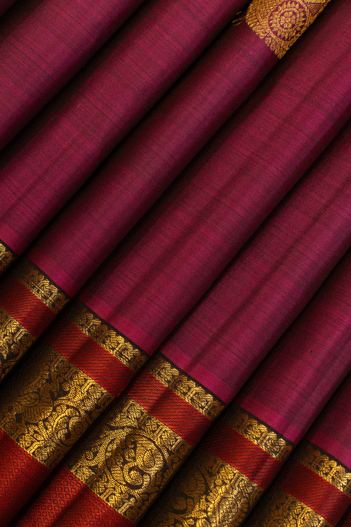 Magenta purple and red pure Kanchipuram silk saree