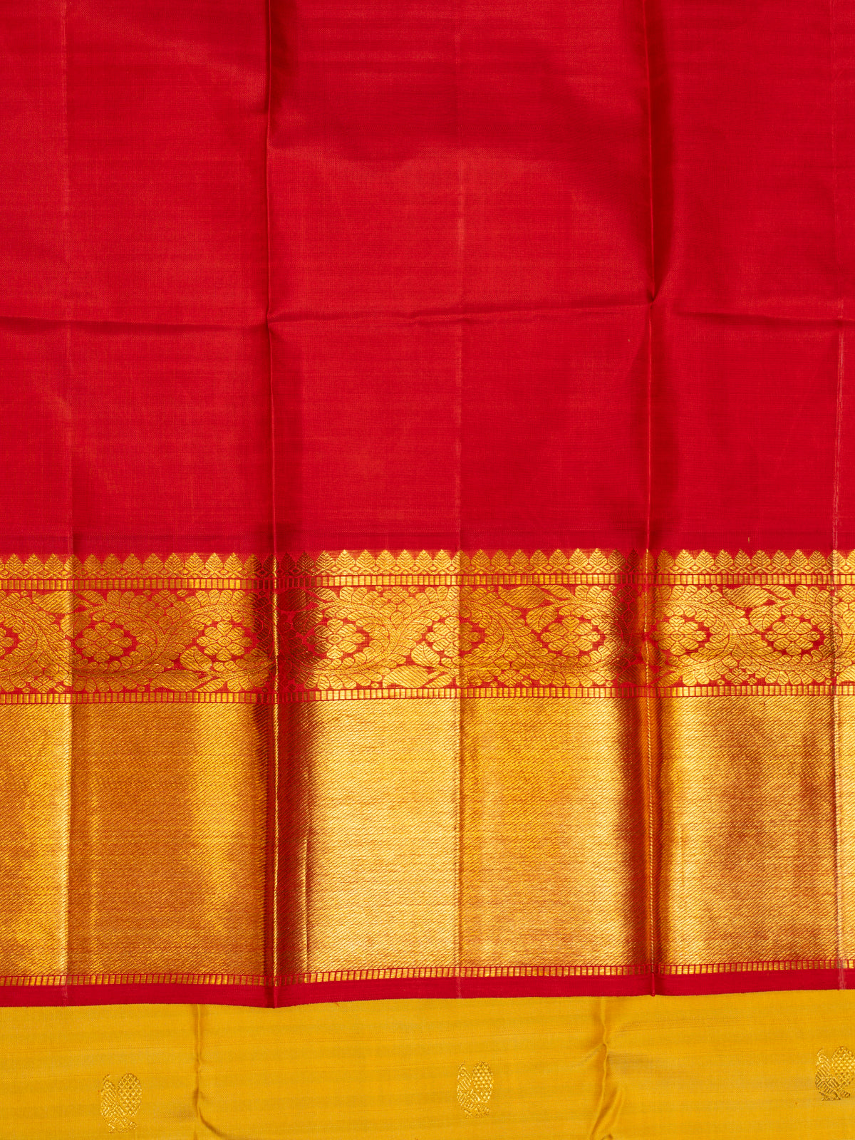 Mustard Stripes Pure Kanchipuram Silk Saree - Clio Silks