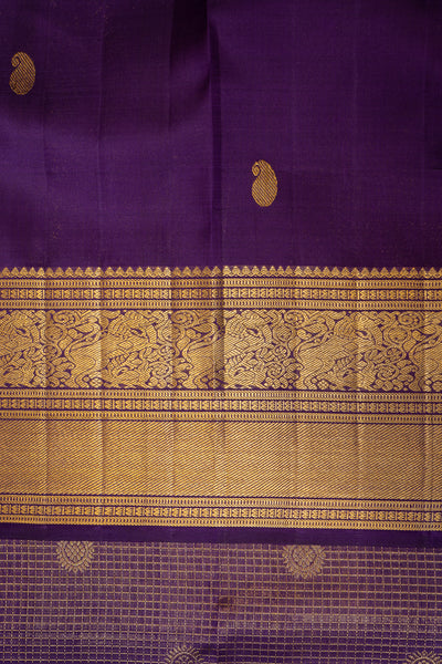 Aubergine Violet Pure Zari Kanchipuram Silk Saree - Clio Silks