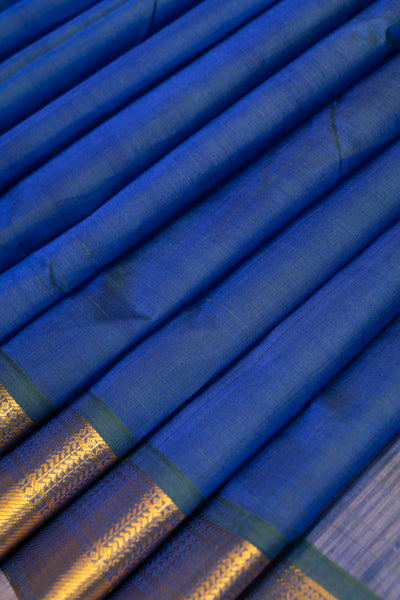 Peacock blue vairaoosi pure silk cotton saree