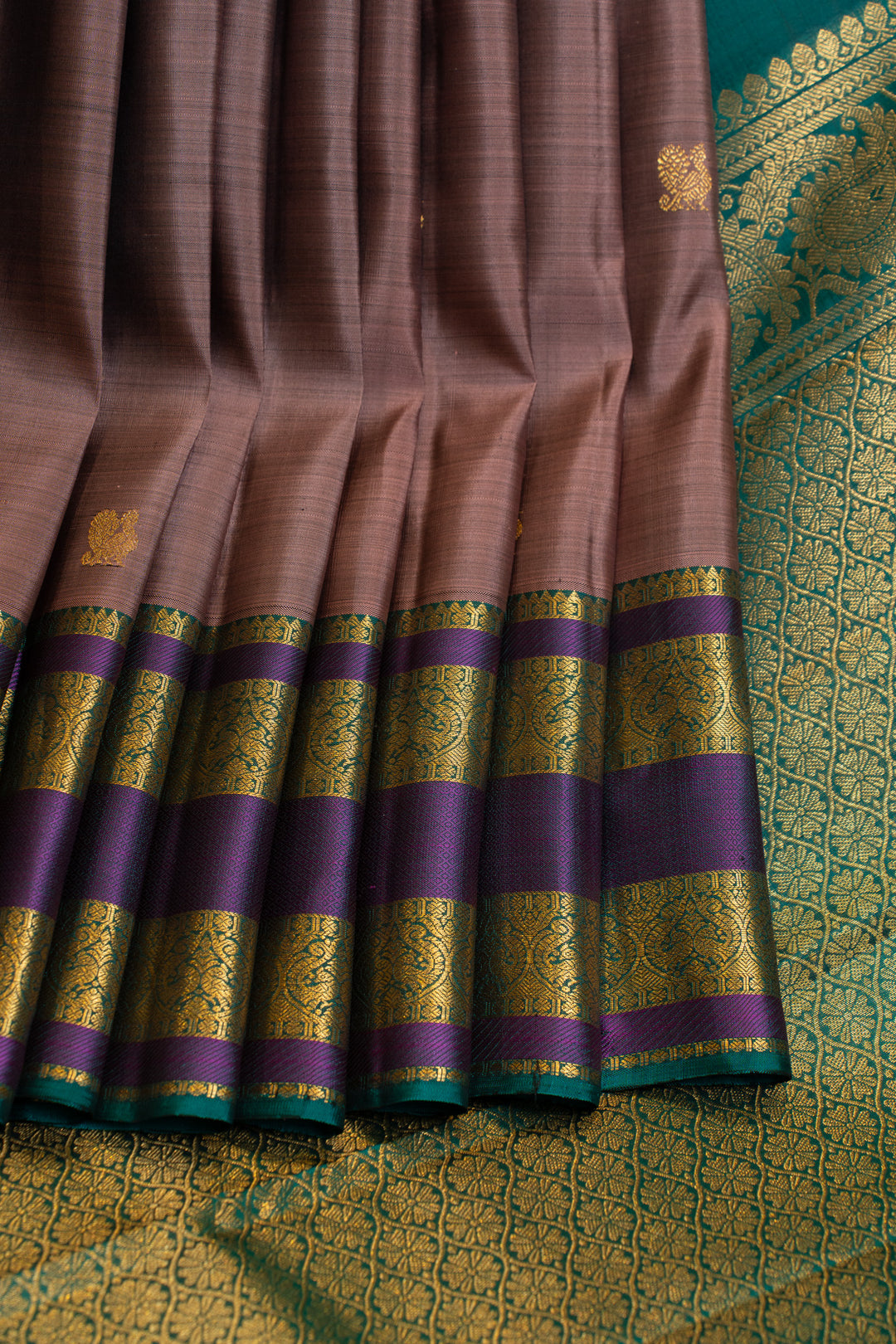 Mauve and purple pure Kanchipuram silk saree