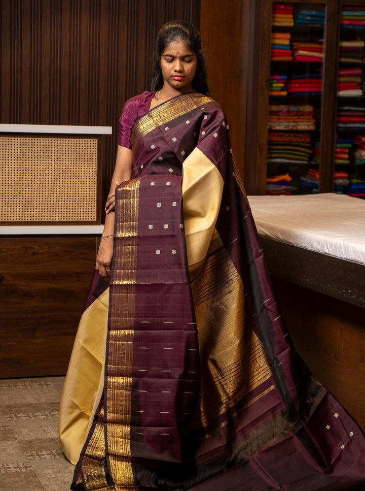 Jamun Purple Mupagam Pure Kanchipuram Silk Saree - Clio Silks