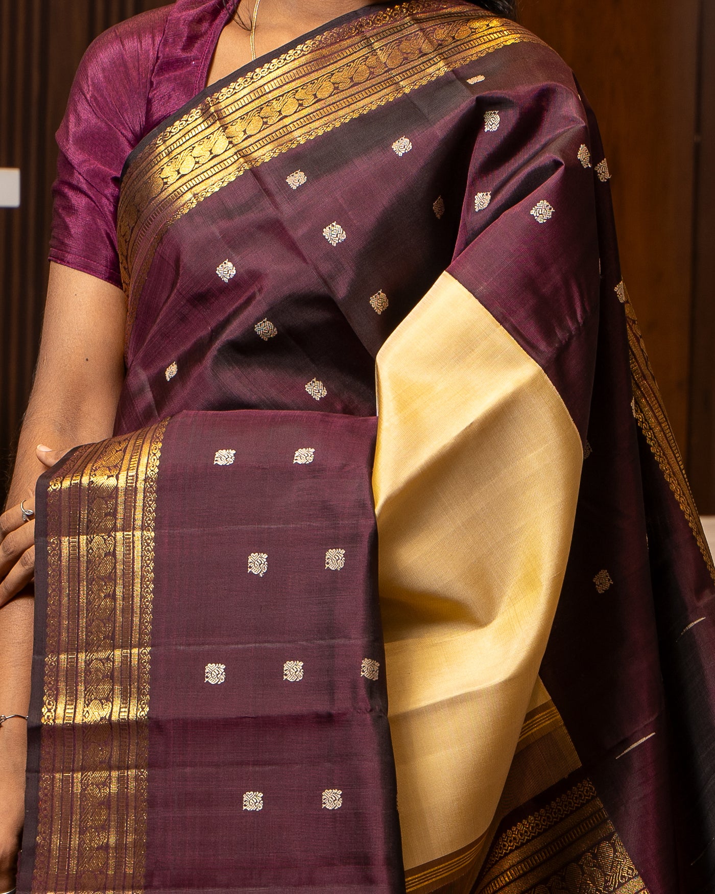 Jamun Purple Mupagam Pure Kanchipuram Silk Saree - Clio Silks
