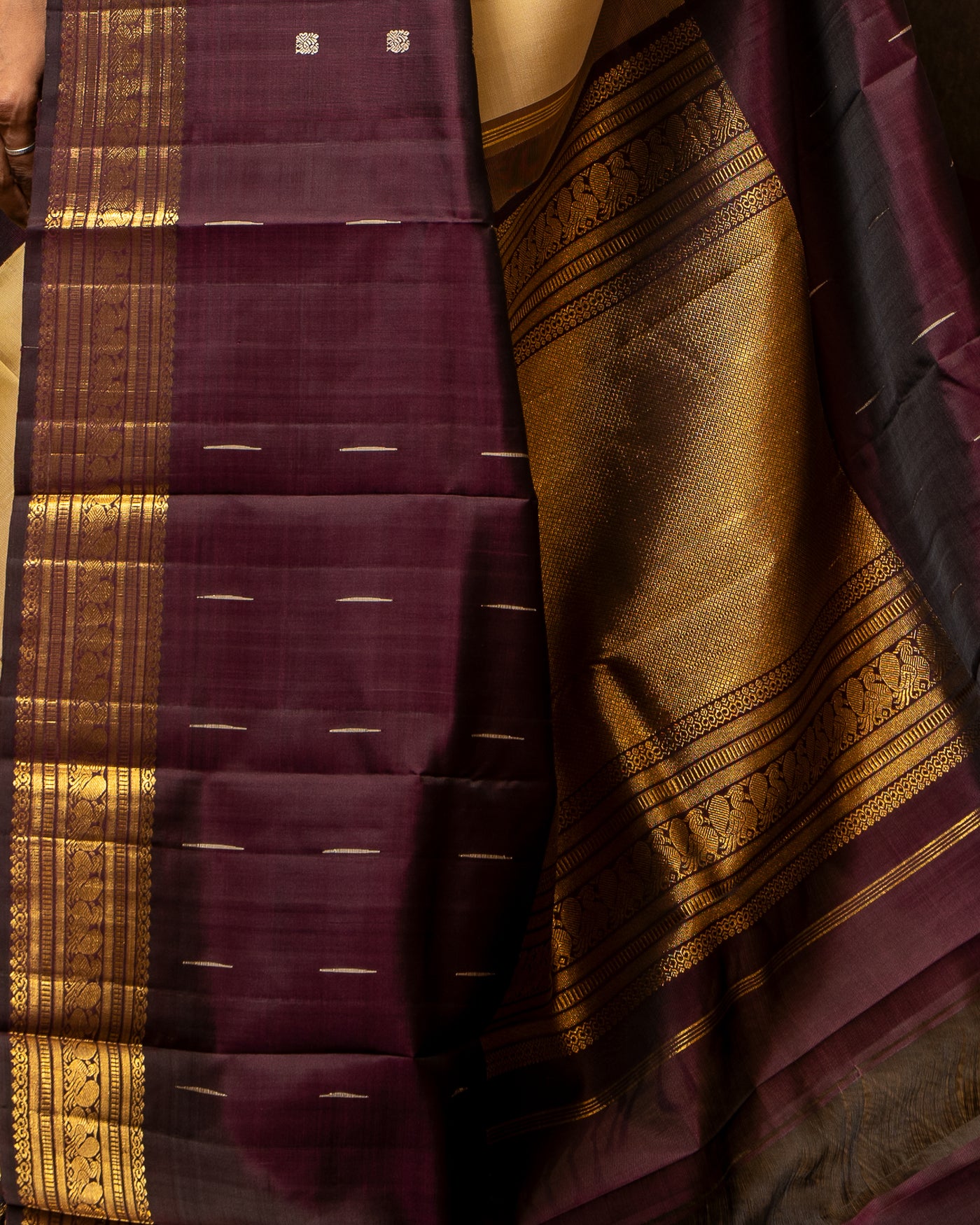 Jamun Purple Mupagam Pure Kanchipuram Silk Saree - Clio Silks