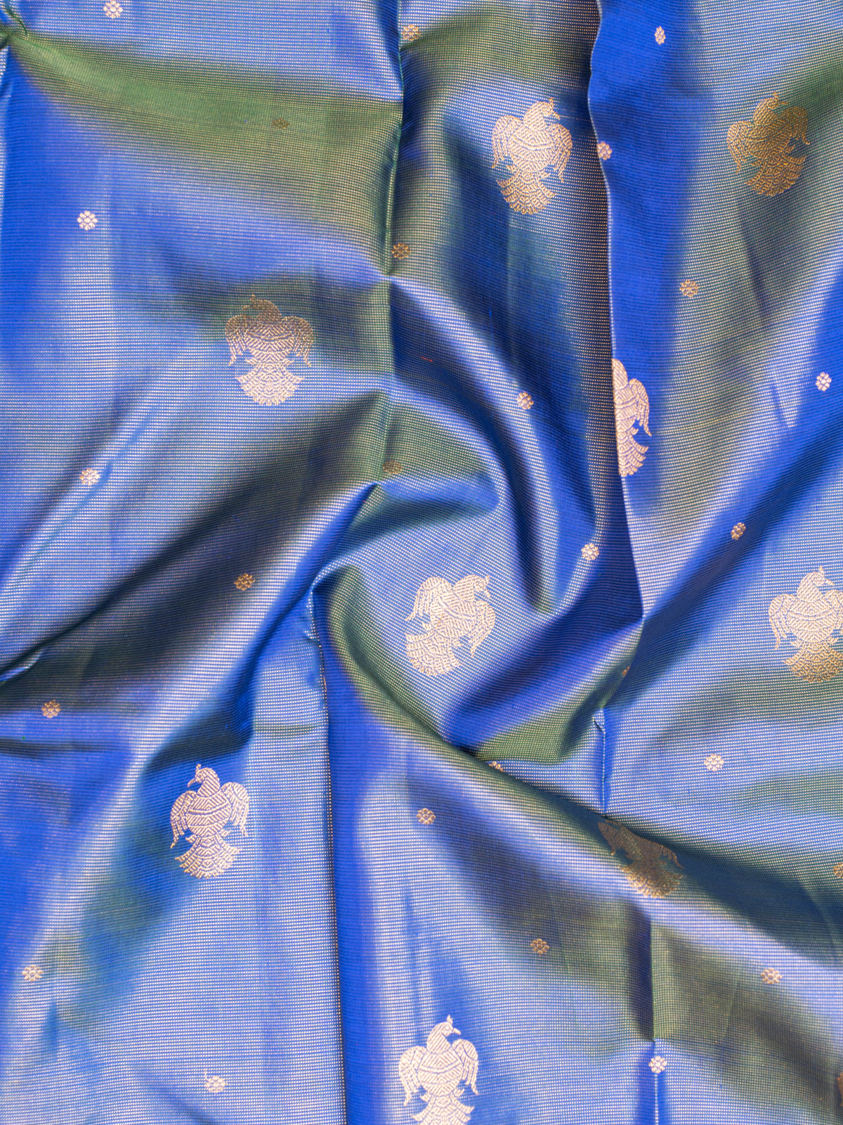 Peacock Blue Vairaoosi Pure Zari Kanchipuram Silk Saree - Clio Silks