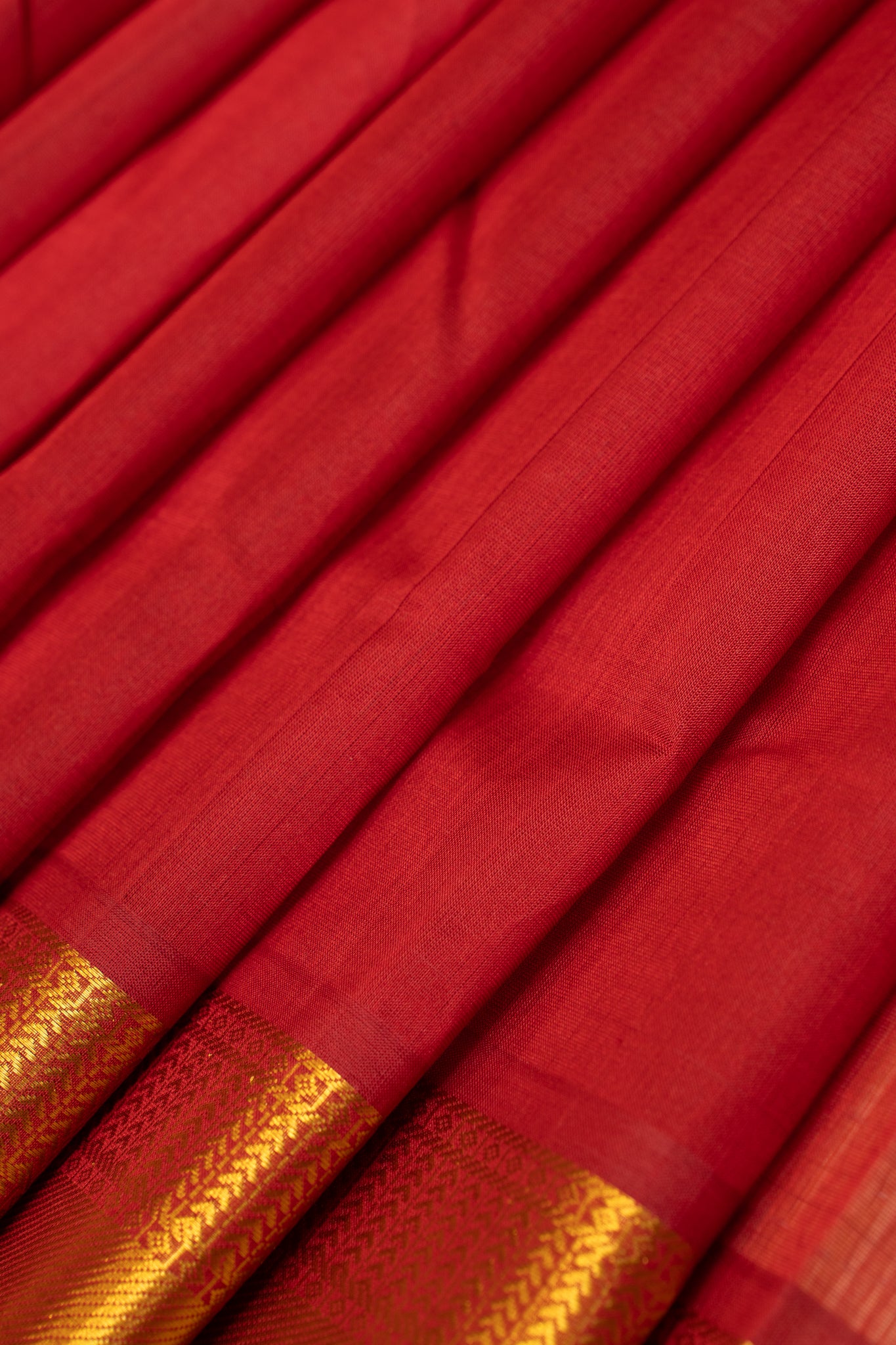 Red and cream traditional pure silk cotton saree