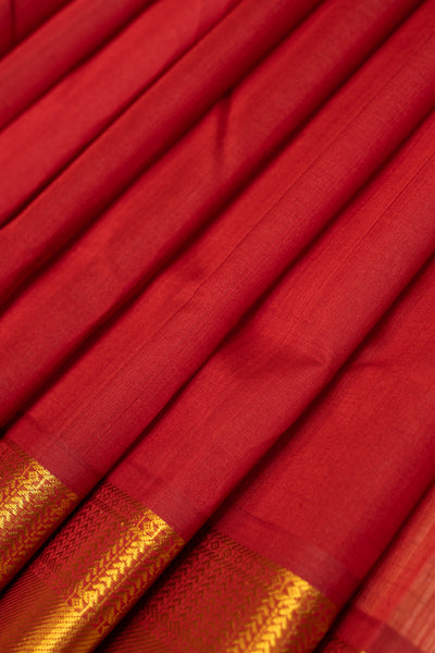 Red and cream traditional pure silk cotton saree