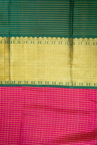Pink Zari Checks Traditional Kanchipuram Silk Saree - Clio Silks