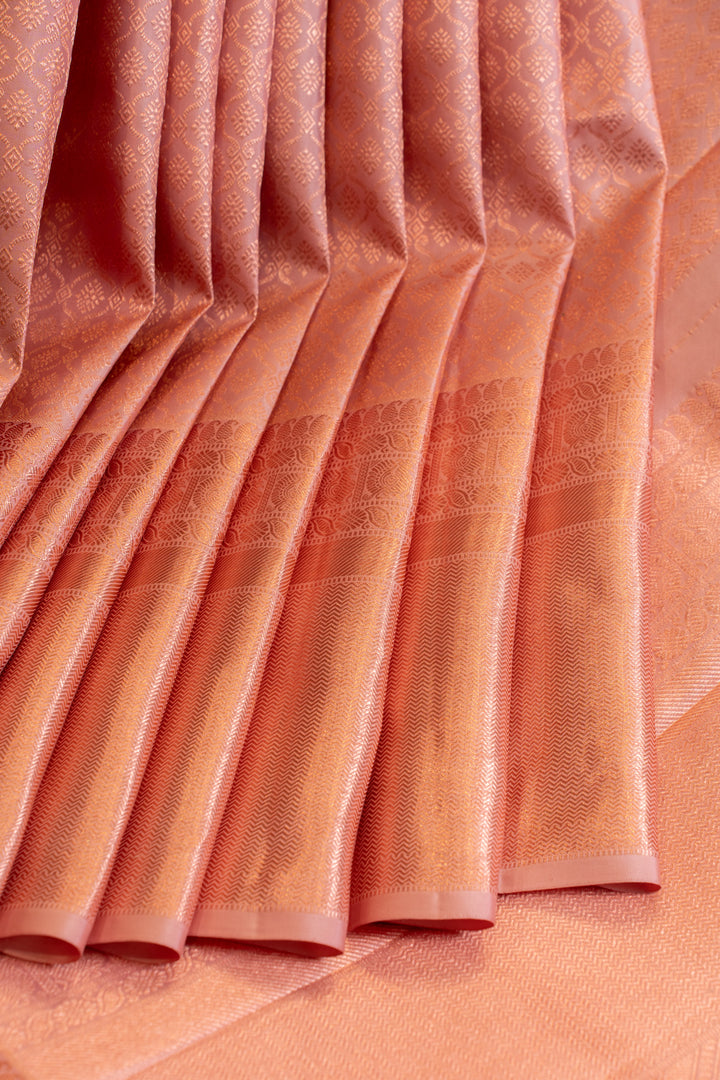 Lilac brocade pure Kanchipuram silk saree