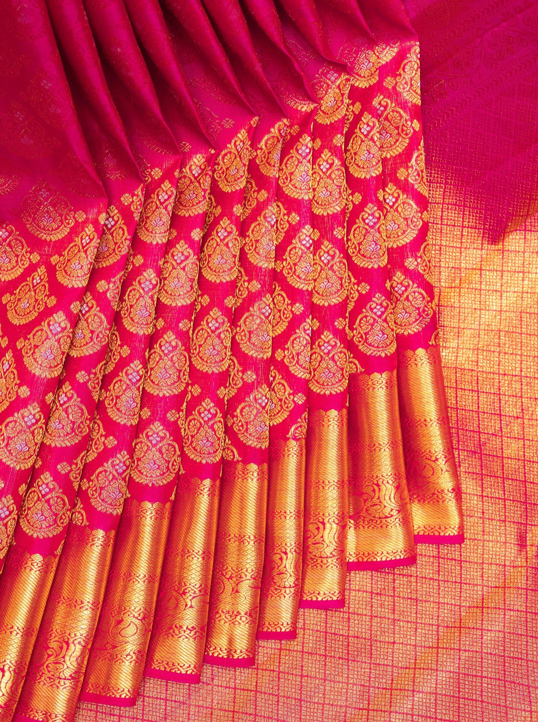Rani Pink Zari Brocade Pure Kanchipuram Silk Saree - Clio Silks