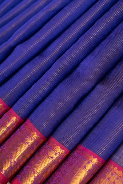 MS Blue vairaoosi stripes pure silk cotton saree