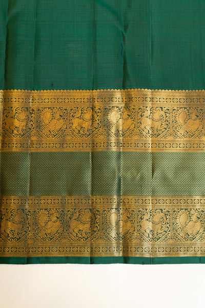 Leaf green rettai pettu pure Kanchipuram silk saree