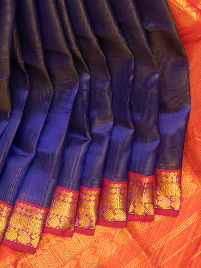 MS Blue vairaoosi stripes pure silk cotton saree