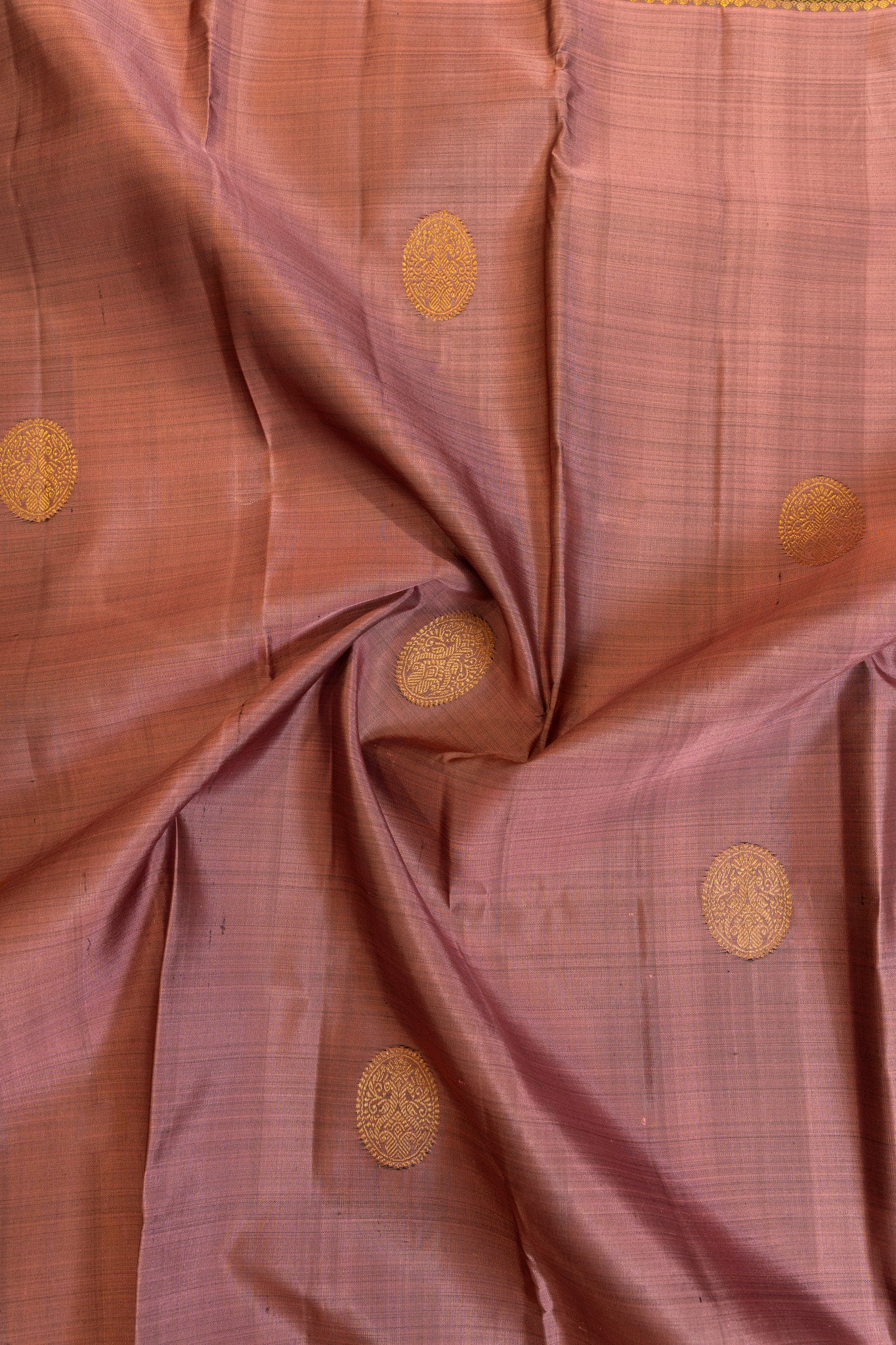 Mauve and rust rettai pettu pure Kanchipuram silk saree