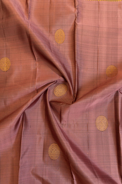 Mauve and rust rettai pettu pure Kanchipuram silk saree