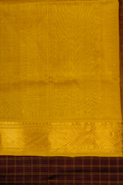 Coffee brown checks pure silk cotton saree