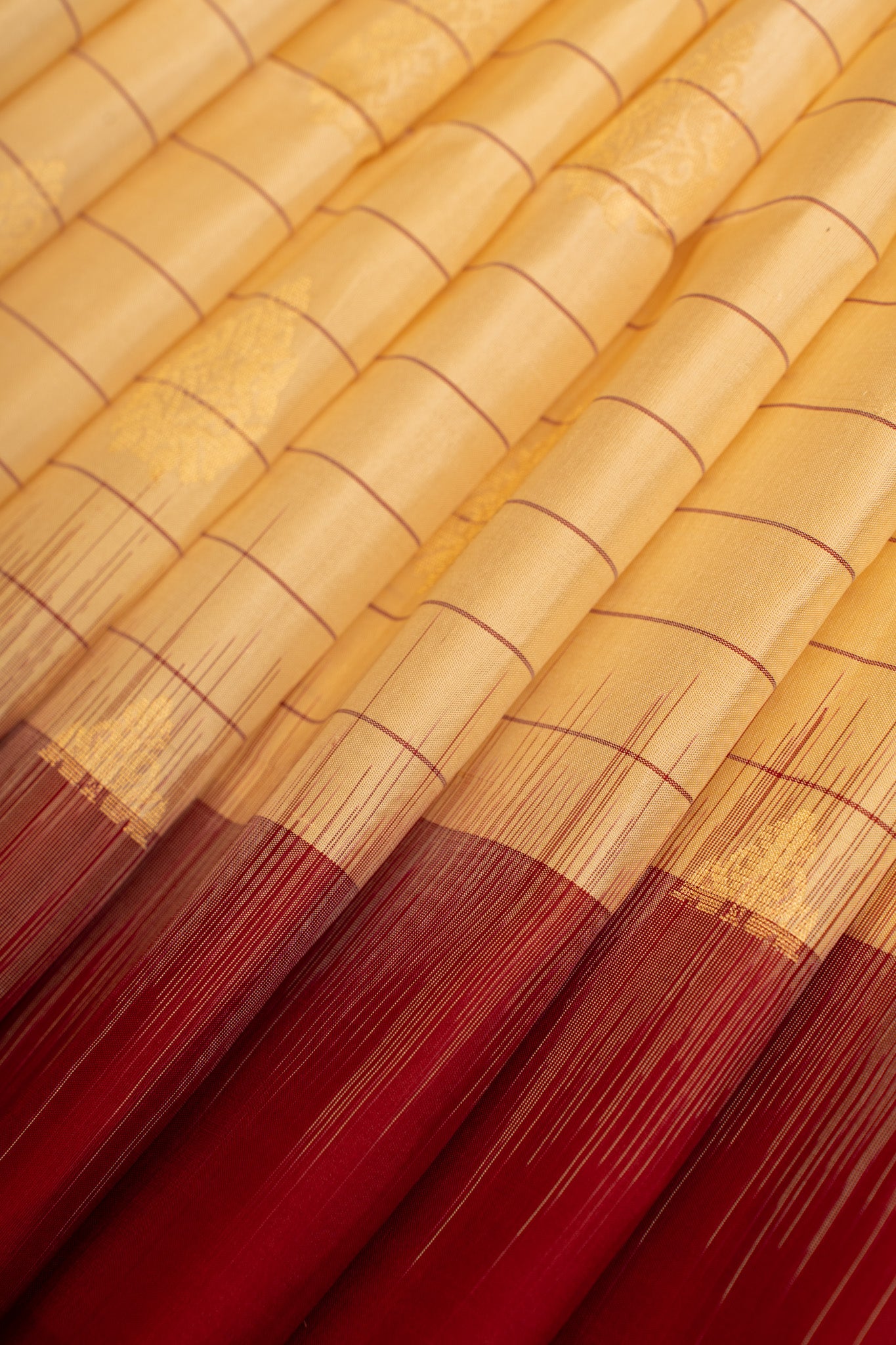 Ivory and red stripes pure soft silk saree