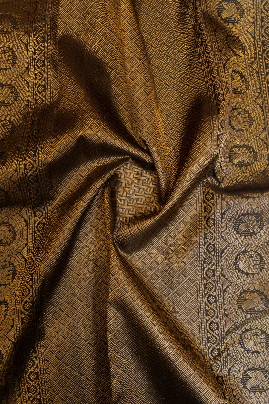 Rust orange thread brocade pure Kanchipuram silk saree