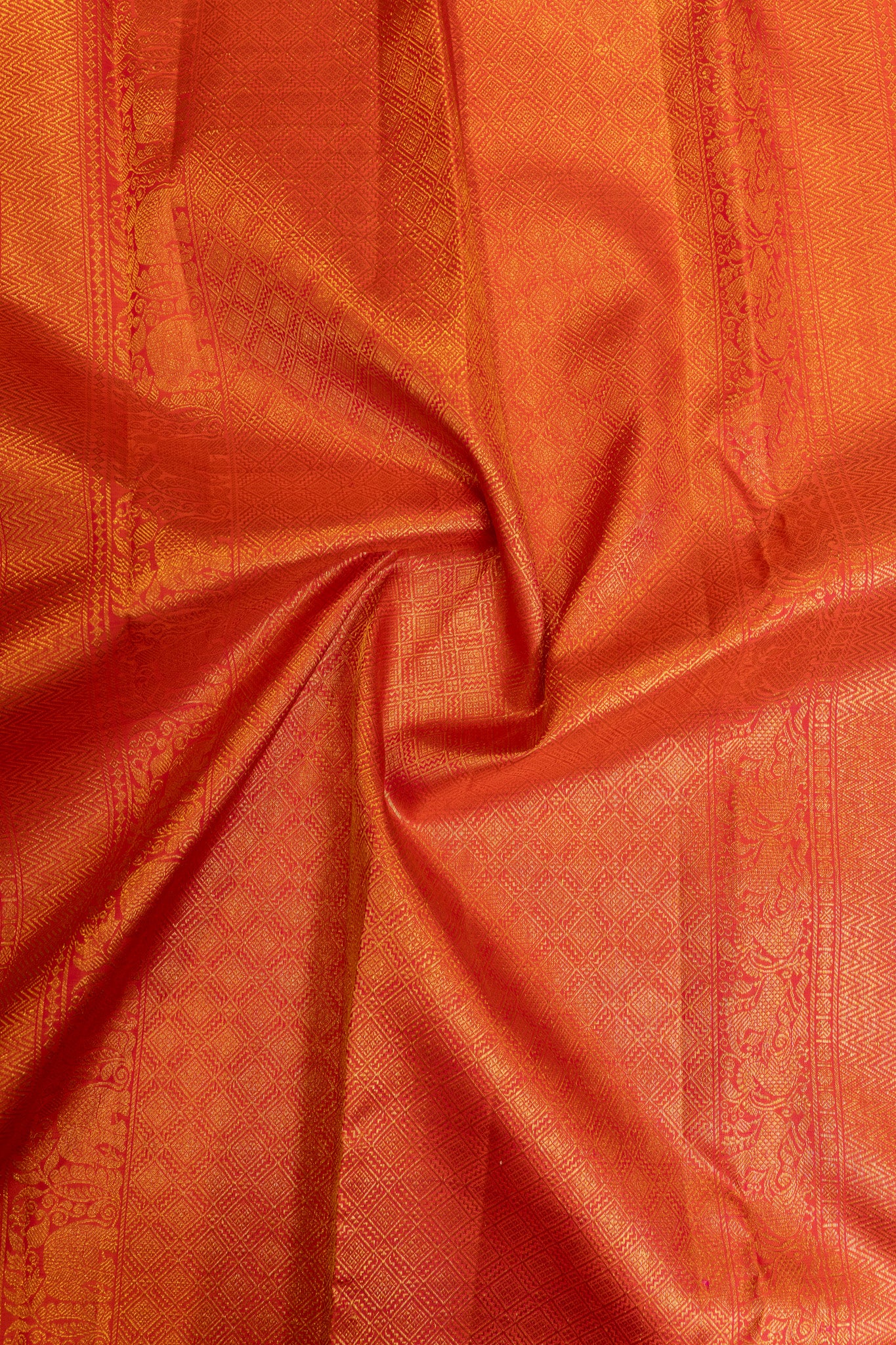 Peach pink traditional pure Kanchipuram silk saree