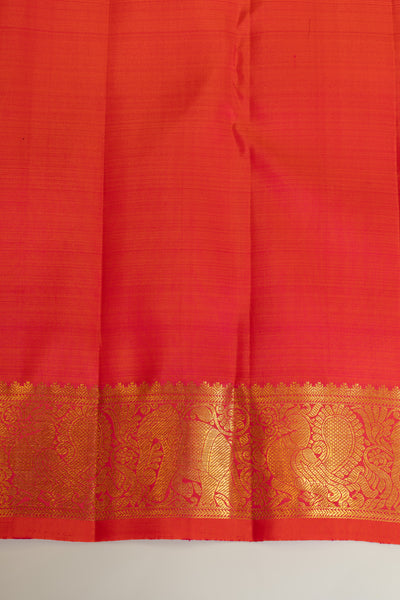 Peach pink traditional pure Kanchipuram silk saree