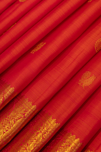 Peach pink traditional pure Kanchipuram silk saree