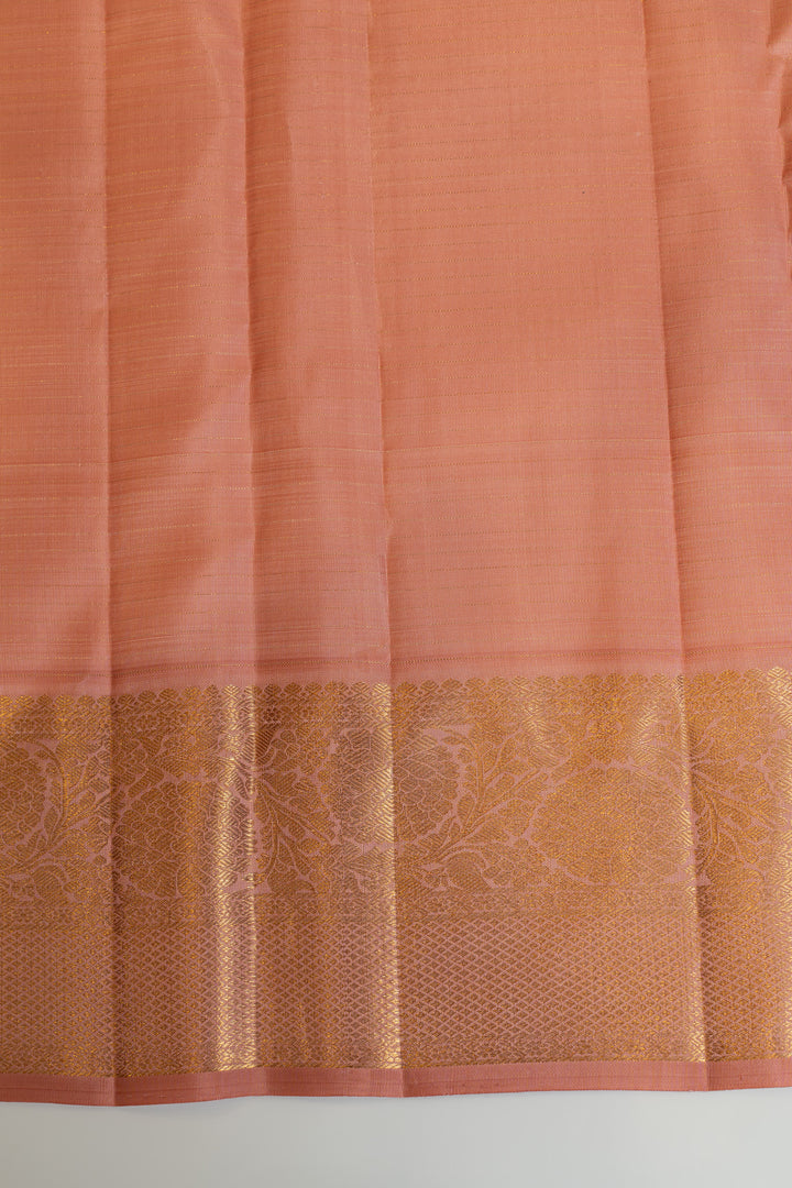 Pastel pink zari checks pure Kanchipuram silk saree