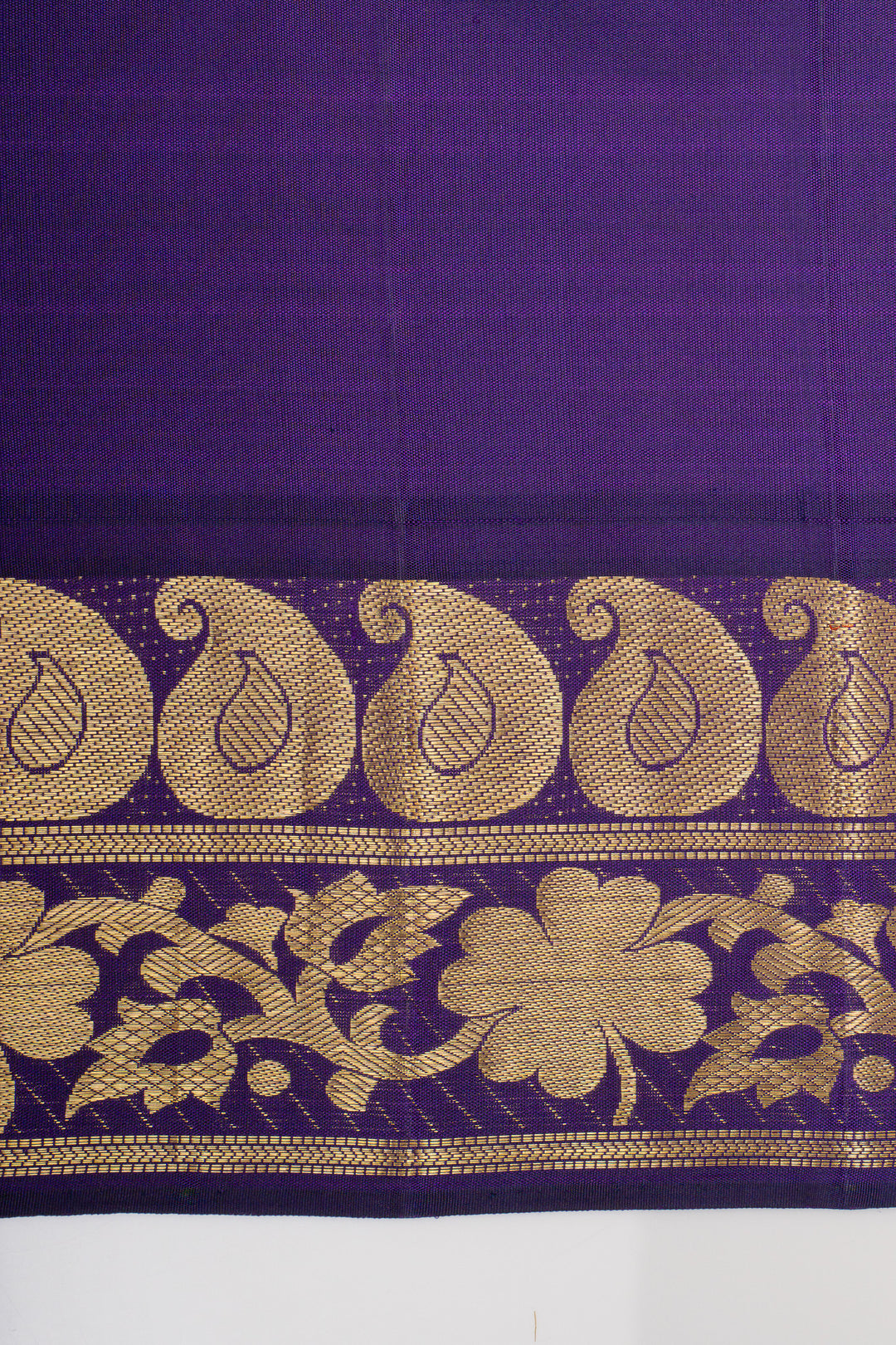 Yellow and pruple paisley  pure kanchipuram silk saree