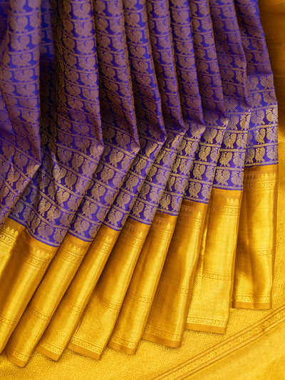 Aubergine purple Ayiram Annam pure Kanchipuram silk saree