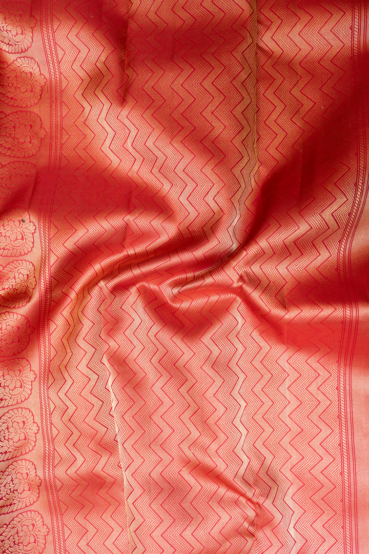 Rose Red Pure Kanchipuram Silk Saree - Clio Silks