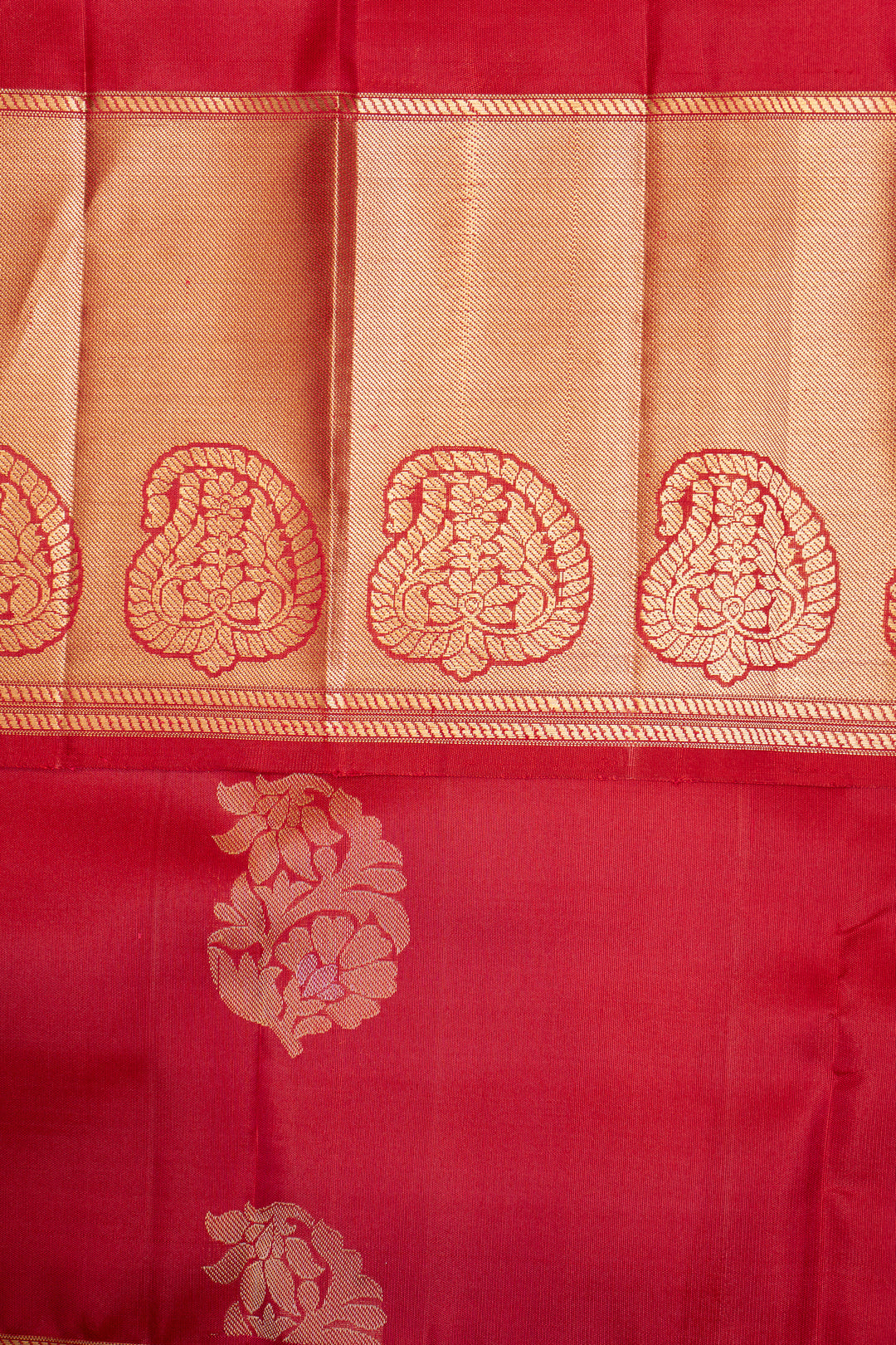 Rose Red Pure Kanchipuram Silk Saree - Clio Silks