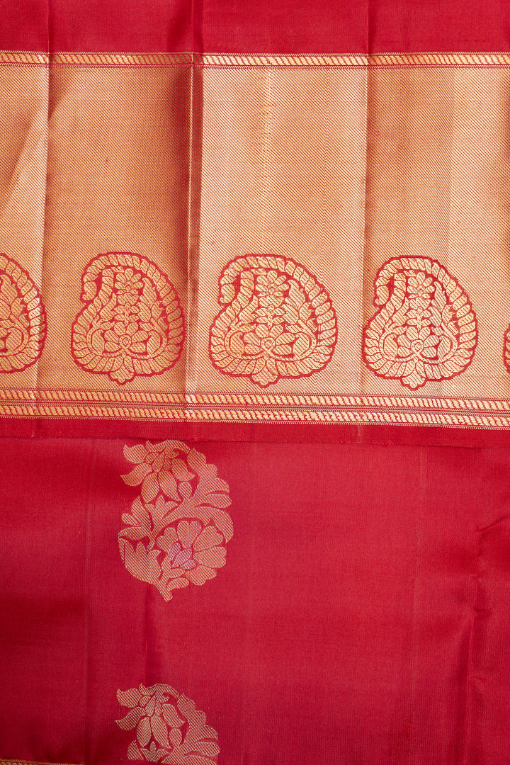 Rose Red Pure Kanchipuram Silk Saree - Clio Silks