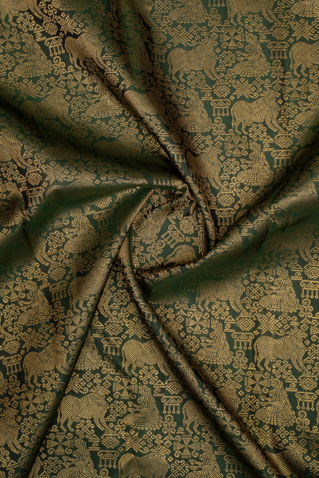 Bottle Green and Magenta Pichwai Brocade Pure Kanchipuram Silk Saree
