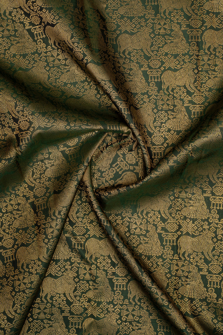 Bottle Green and Magenta Pichwai Brocade Pure Kanchipuram Silk Saree