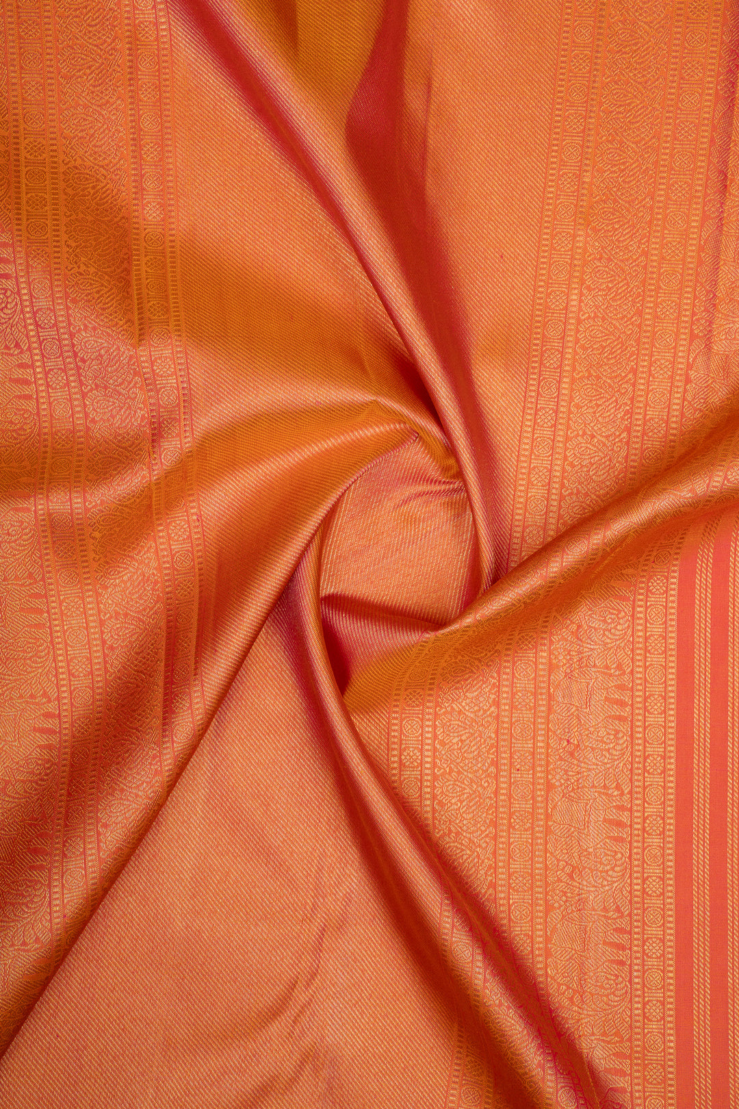Blush Pink Chevron Brocade Pure Kanchipuram Silk Saree