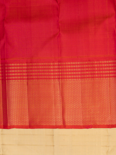 Almond beige stripes pink pattu pettu pure Kanchipuram silk saree