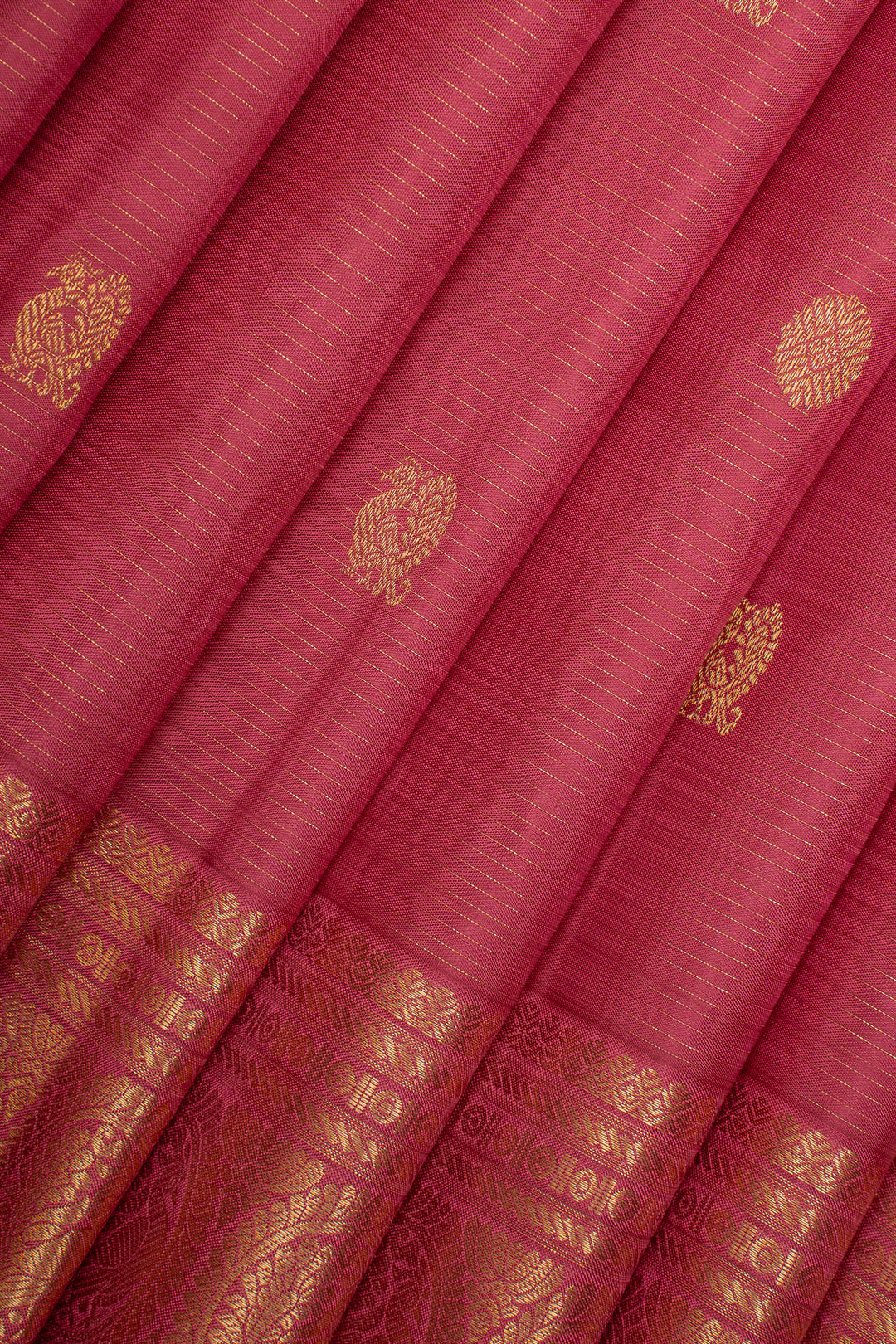 Pink stripes pure kanchipuram silk saree