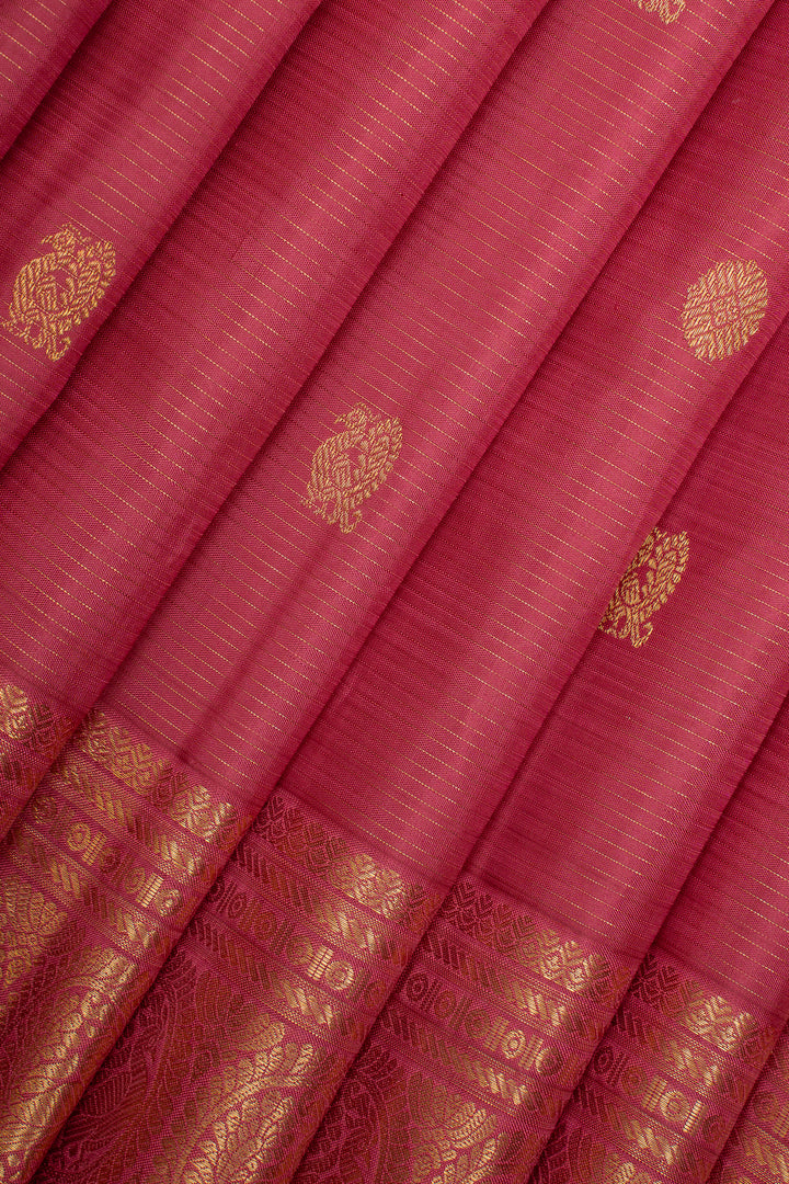 Pink stripes pure kanchipuram silk saree