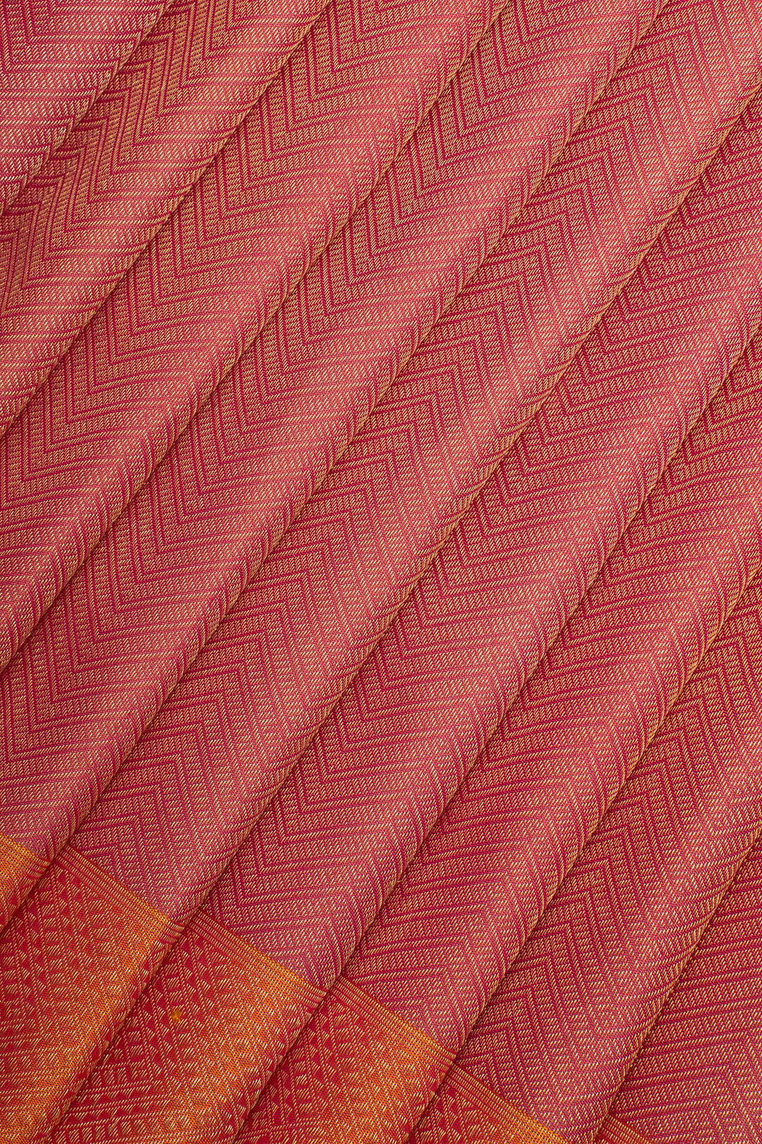 Blush Pink Chevron Brocade Pure Kanchipuram Silk Saree